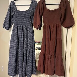 Elegant Blue and Brown Midi Dresses